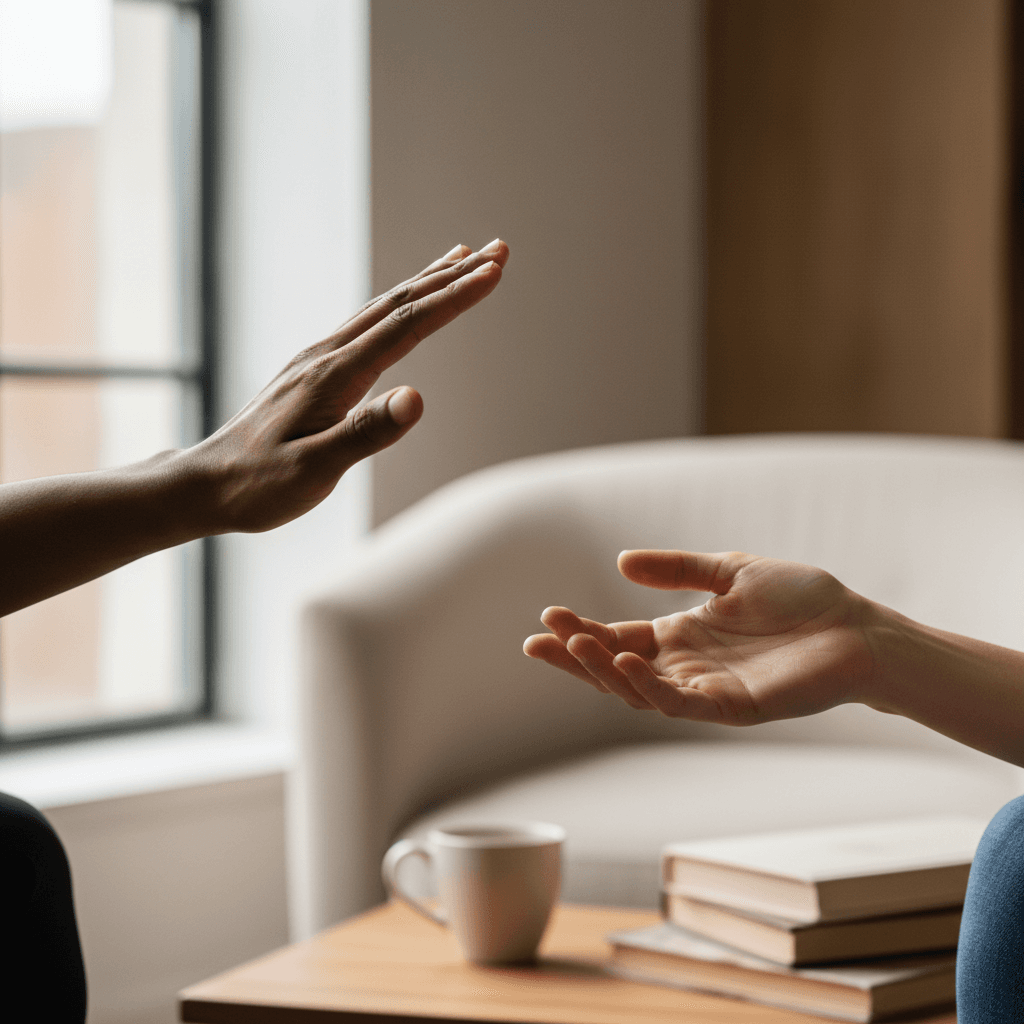 Two people establishing boundaries during a mentoring conversation